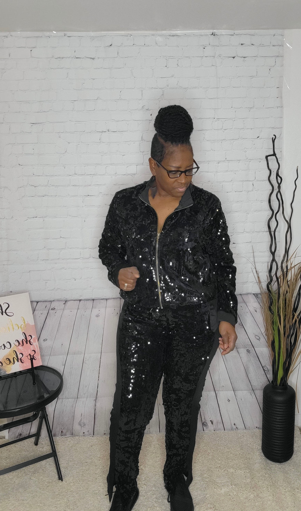 Cover Girl Sequin Jogger Set